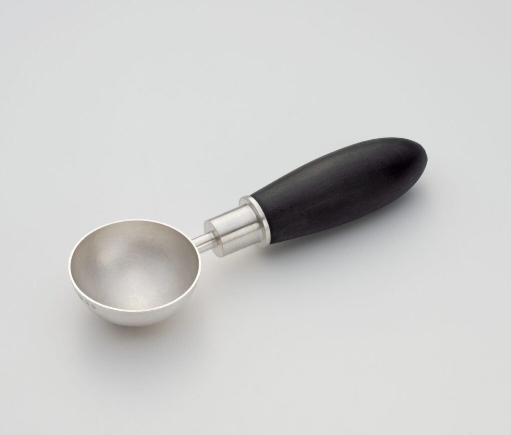 Re:Purpose Scoop, sterling silver and ebonised wooden handle.